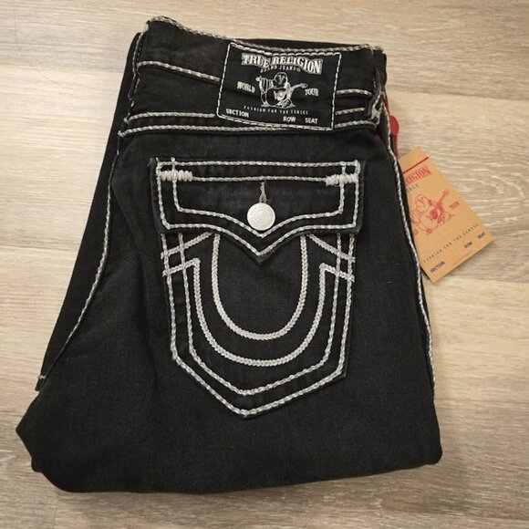 hot true religion ricky super t rope stitch straight jean sz 32 bnwt